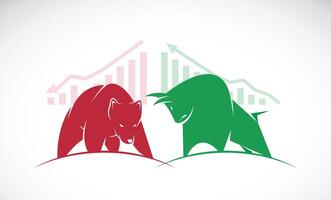 vector de toro y oso símbolos de valores mercado tendencias el creciente y que cae mercado.