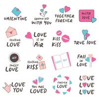 Set of Valentine's day stickers, badge and more. vector