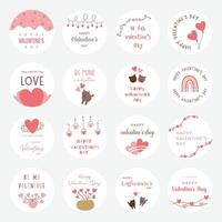 Set of Valentine's day stickers, badge and more. vector