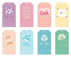 Set of Valentines day gift tag. vector