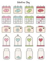 Set of Valentine's day stickers, badge and more. vector