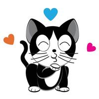 Beso adiós gato ilustración en vector formato.