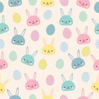 spring easter bunny rabbits eggs cute pastel color seamless pattern or background vector illustration