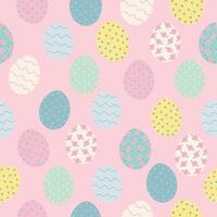 spring easter bunny rabbits eggs cute pastel color seamless pattern or background vector illustration