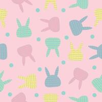 spring easter bunny rabbits eggs cute pastel color seamless pattern or background vector illustration