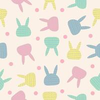 spring easter bunny rabbits eggs cute pastel color seamless pattern or background vector illustration