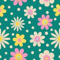 Spring retro flowers seamless pattern background vector illustration