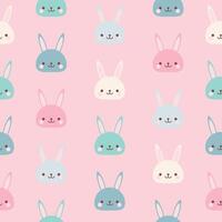 spring easter bunny rabbits eggs cute pastel color seamless pattern or background vector illustration