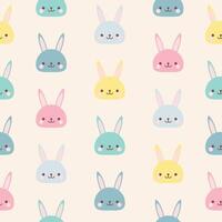 spring easter bunny rabbits eggs cute pastel color seamless pattern or background vector illustration