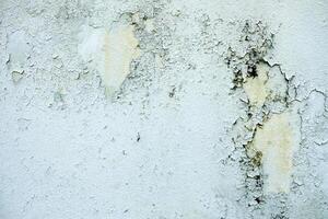 Mould, Fungus, and White Peeling Painting on Old Concrete Wall Background, Suitable for Presentation and Backdrop. photo