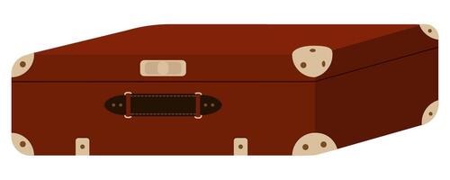 Brown travel suitcase with corners and handle vector