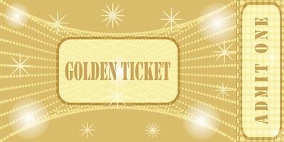 Golden ticket with stars and balls with a tear-off field for control for one person with a field for text vector