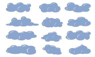Set of clouds of different shapes with highlights vector