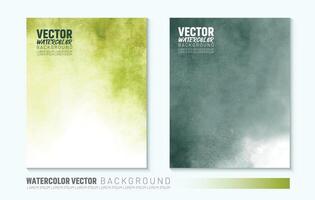 Set of light green vector watercolor backgrounds