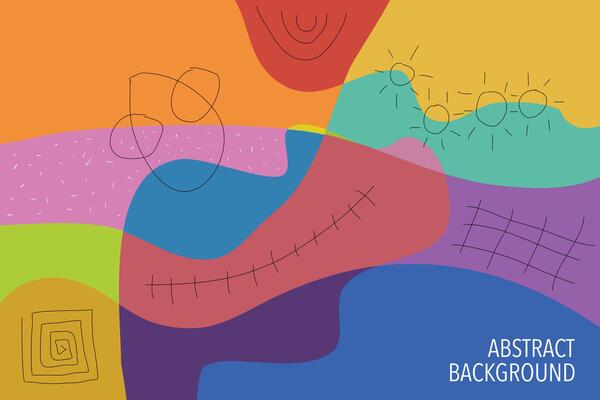 Colorful hand drawing organic shapes background