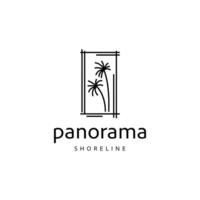 Panorama Logo. Tree Palm Beach Logo Design Template Vector Illustration