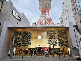fukuoka, Japón noviembre 13, 2023 manzana Tienda a tenjin. manzana Cª. es un americano multinacional tecnología empresa ese estaba fundado en abril 1, 1976. foto