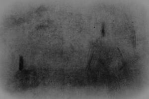 Dirt and Scratches on Gray Film Grains Background, Suitable for Overlay. photo