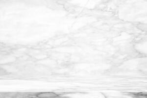 Abstract Luxury White Marble Table with Wall Background. photo