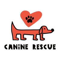 Canine rescue. Cute dog. Flat design. Vector hand drawn illustration.