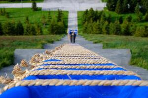 Handrail from Mount Moere Mountain at Moerenuma Park. photo