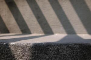 Close up Concrete Stair with Light Beam Background. photo