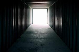 Inside Metal Container with Light Beam Background. photo