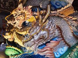 Sculpture of Colorful Chinese Dragons. photo