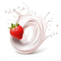 AI generated Falling white cream milk yogurt swirl falling on a white background photo