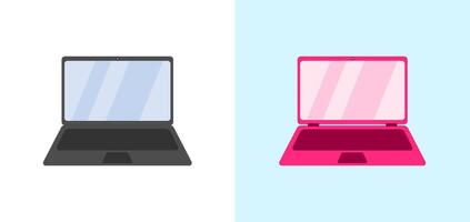 Two laptops, different colors, sizes. Suitable for tech blogs, comparison articles, product reviews, or technology related designs and presentations. vector