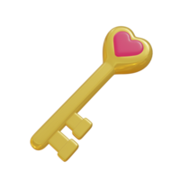 3D Illustration of love key for Valentine's Day png