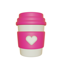3d illustration av kaffe kopp för hjärtans dag png