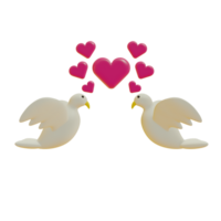 3D Illustration of Two Bird With Loves for Valentine's Day png