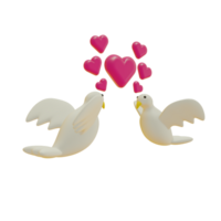 3d illustratie van twee vogel met liefdes voor Valentijnsdag dag png
