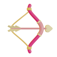 3D Illustration of wooden cupid bow and arrow for Valentine's Day png