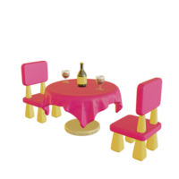 3d illustration de table et deux chaises dîner pour la Saint-Valentin journée png