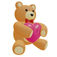 3d illustration av teddy Björn för hjärtans dag png