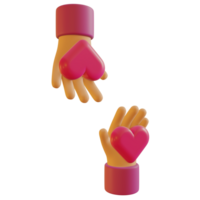 3D Illustration of Hands holding pink hearts for Valentine's Day png