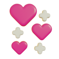 3d illustratie van rood hart met plus teken voor Valentijnsdag dag png