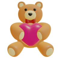 3d illustration av teddy Björn för hjärtans dag png