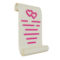 3D Illustration of mail love letter for Valentine's Day png