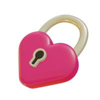 3D Illustration of lock with love shape for Valentine's Day png