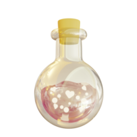3D Illustration of bottle with love potion for Valentine's Day png