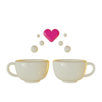 3d illustration de deux des tasses de café avec une cœur dans le milieu pour la Saint-Valentin journée png