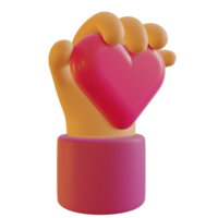 3d illustration av händer innehav rosa hjärtan för hjärtans dag png