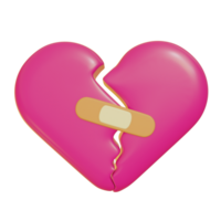 3d illustratie van een rood gebroken hart icoon voor Valentijnsdag dag png