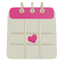 3d Illustration von Herz geformt Kalender zum Valentinstag Tag png