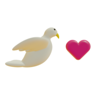 3d illustration de oiseau avec aime pour la Saint-Valentin journée png