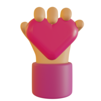 3d illustration de mains en portant rose cœurs pour la Saint-Valentin journée png