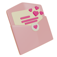 3d illustration av post kärlek brev för hjärtans dag png
